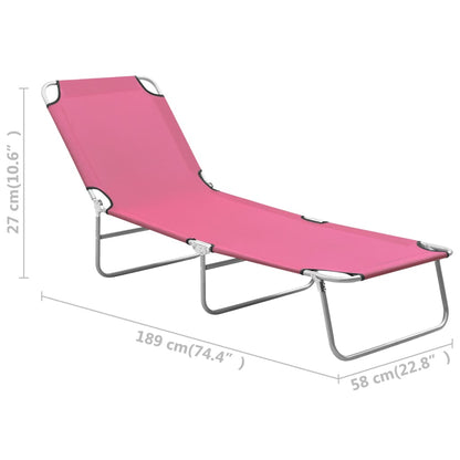 vidaXL Sun Lounger | Pink | Oxford fabric, Powder-coated steel | Standard