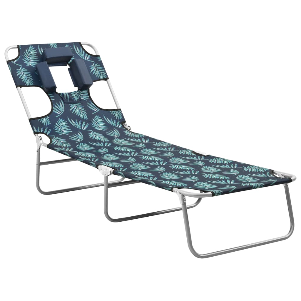 vidaXL Sun Lounger | Leaves print | Sturdy steel frame, fabric (100% polyester)
