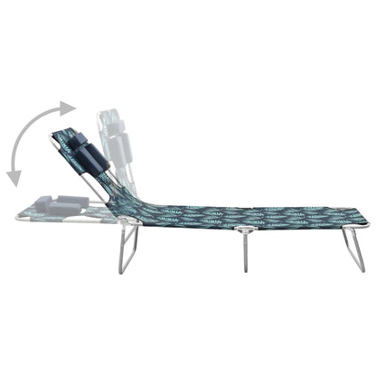 vidaXL Sun Lounger | Leaves print | Sturdy steel frame, fabric (100% polyester)