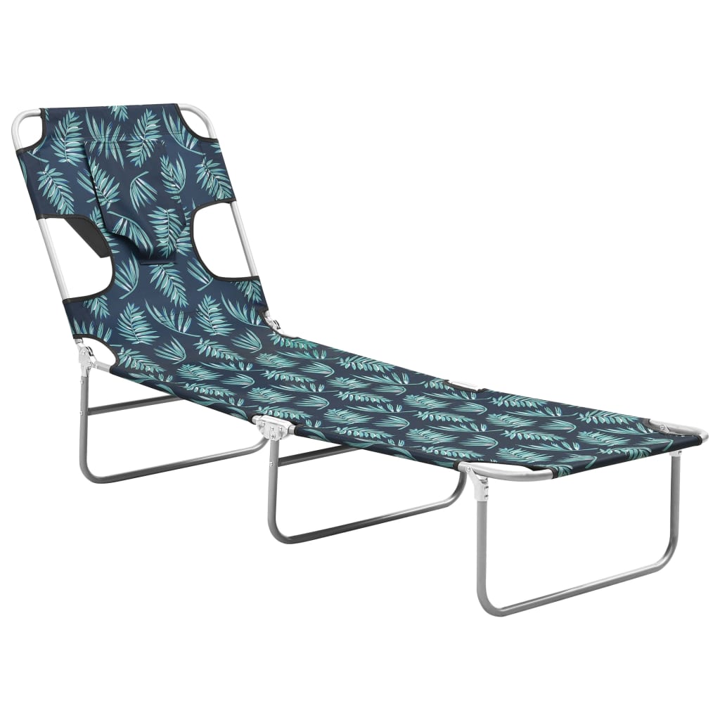 vidaXL Sun Lounger | Leaves print | Sturdy steel frame, fabric (100% polyester)