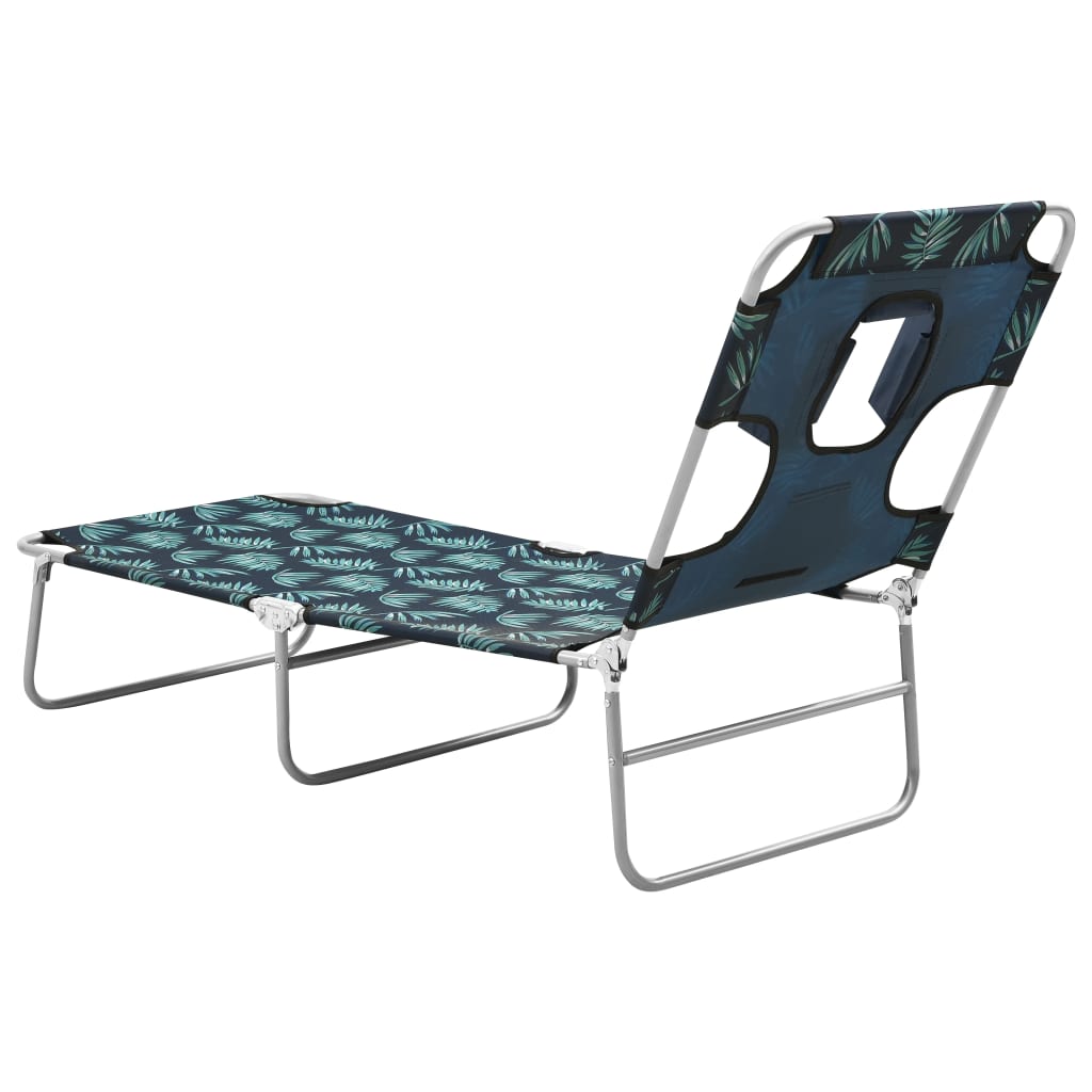 vidaXL Sun Lounger | Leaves print | Sturdy steel frame, fabric (100% polyester)