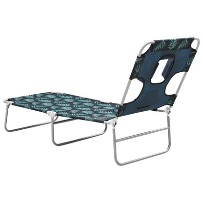vidaXL Sun Lounger | Leaves print | Sturdy steel frame, fabric (100% polyester)