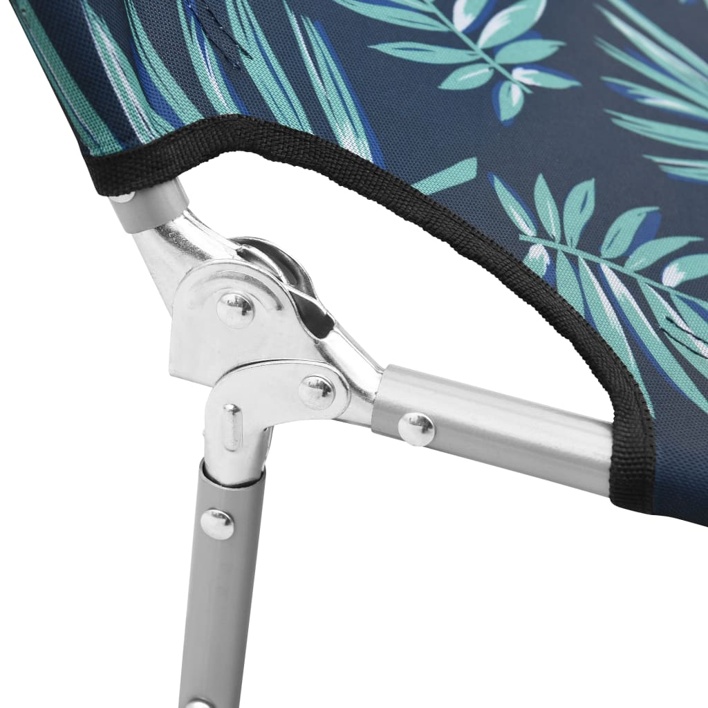 vidaXL Sun Lounger | Leaves print | Sturdy steel frame, fabric (100% polyester)