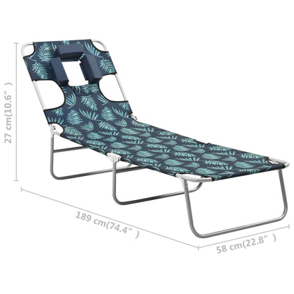 vidaXL Sun Lounger | Leaves print | Sturdy steel frame, fabric (100% polyester)
