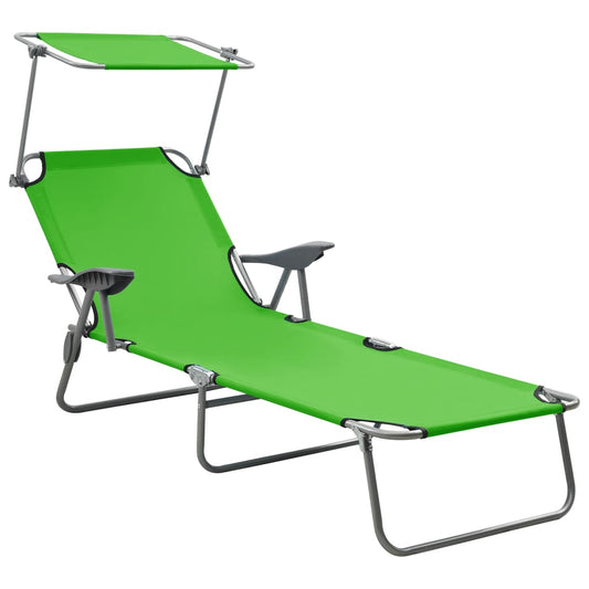 vidaXL Outdoor Sunbed | Green | Powder-coated steel and fabric