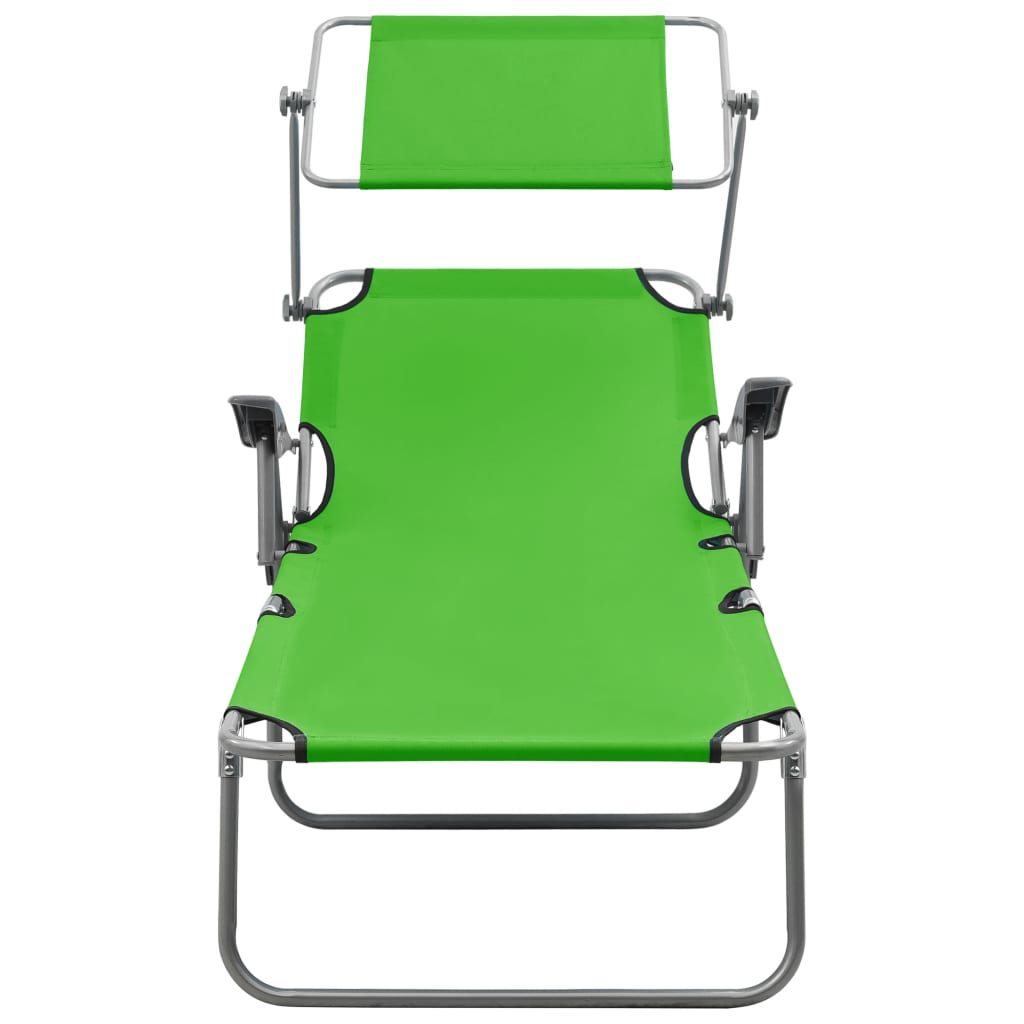 vidaXL Outdoor Sunbed | Green | Powder-coated steel and fabric