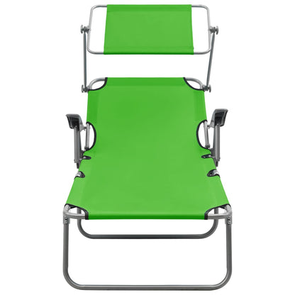 vidaXL Outdoor Sunbed | Green | Powder-coated steel and fabric