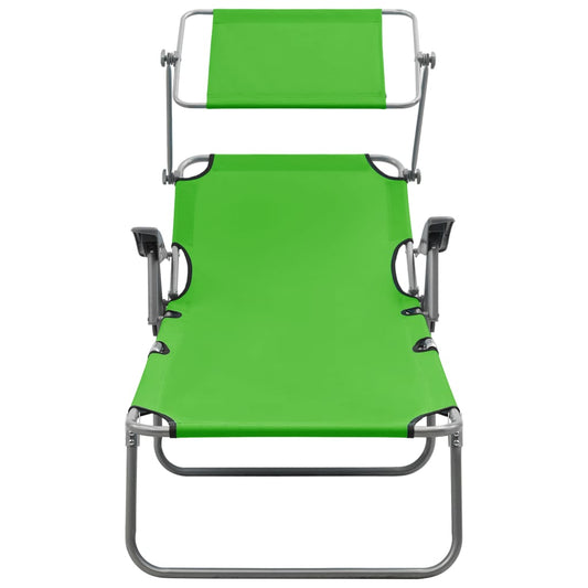 vidaXL Outdoor Sunbed | Green | Powder-coated steel and fabric