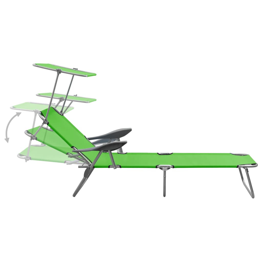vidaXL Outdoor Sunbed | Green | Powder-coated steel and fabric