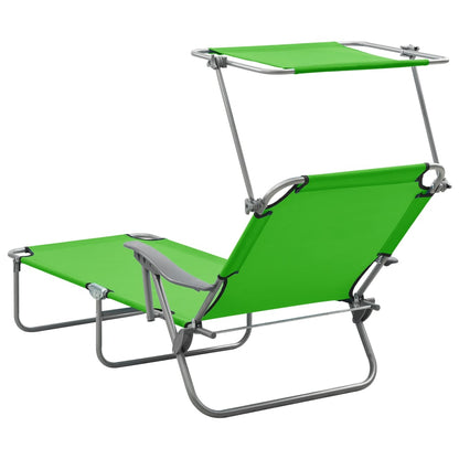 vidaXL Outdoor Sunbed | Green | Powder-coated steel and fabric