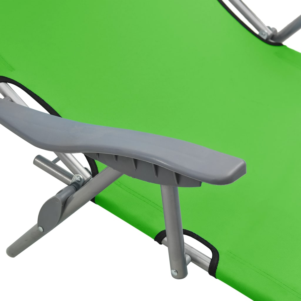 vidaXL Outdoor Sunbed | Green | Powder-coated steel and fabric