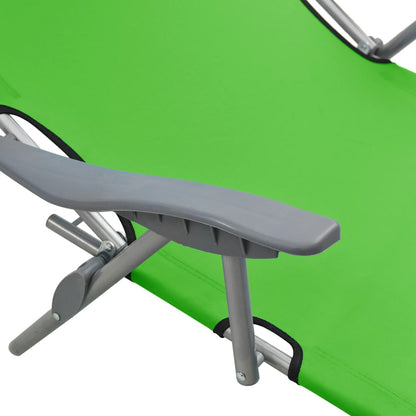 vidaXL Outdoor Sunbed | Green | Powder-coated steel and fabric