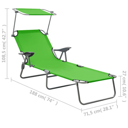 vidaXL Outdoor Sunbed | Green | Powder-coated steel and fabric