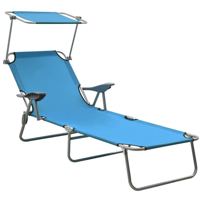 vidaXL Outdoor Sunbed | Blue | Powder-coated steel, fabric | Standard | Foldable