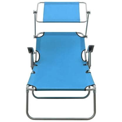 vidaXL Outdoor Sunbed | Blue | Powder-coated steel, fabric | Standard | Foldable