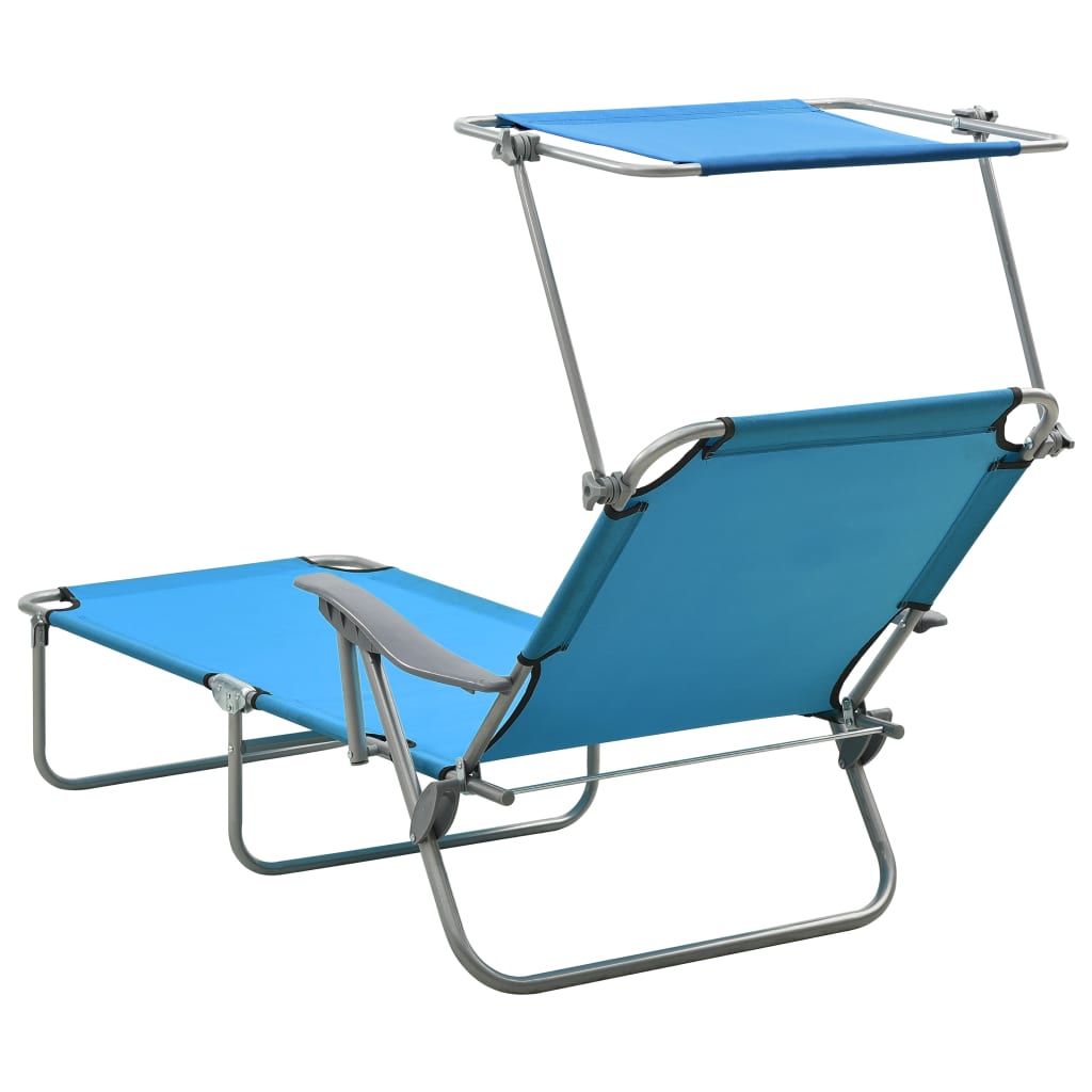 vidaXL Outdoor Sunbed | Blue | Powder-coated steel, fabric | Standard | Foldable