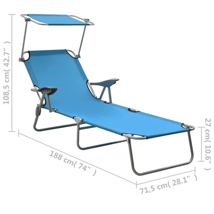 vidaXL Outdoor Sunbed | Blue | Powder-coated steel, fabric | Standard | Foldable