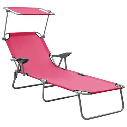 vidaXL Outdoor Sunbed | Pink | Powder-coated steel and fabric | Large