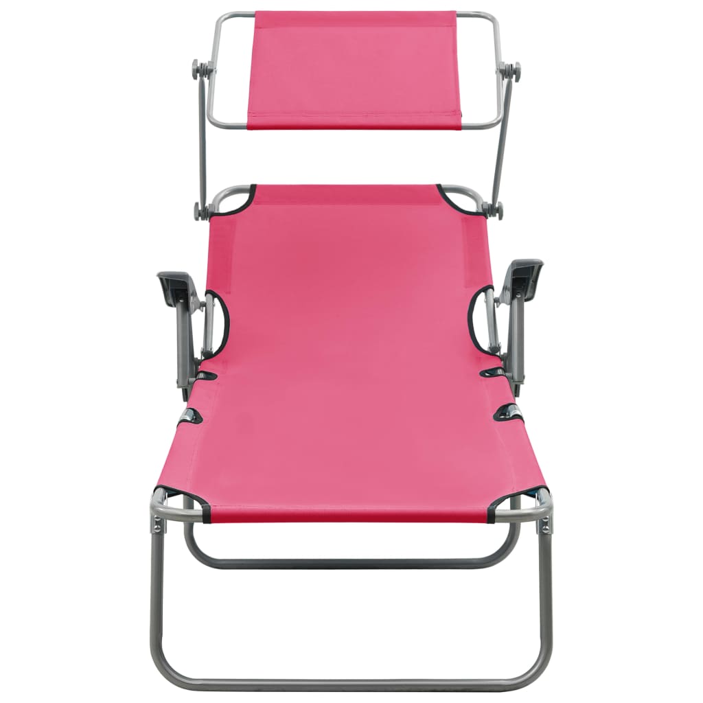 vidaXL Outdoor Sunbed | Pink | Powder-coated steel and fabric | Large