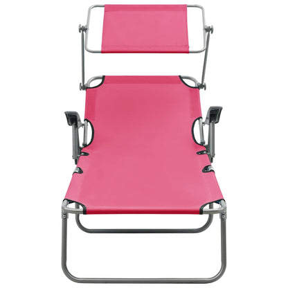 vidaXL Outdoor Sunbed | Pink | Powder-coated steel and fabric | Large