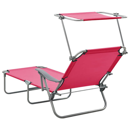 vidaXL Outdoor Sunbed | Pink | Powder-coated steel and fabric | Large
