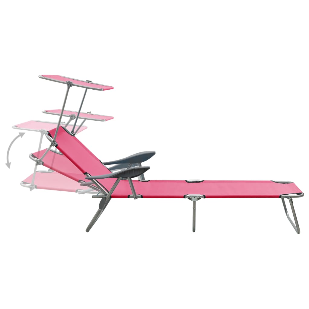 vidaXL Outdoor Sunbed | Pink | Powder-coated steel and fabric | Large