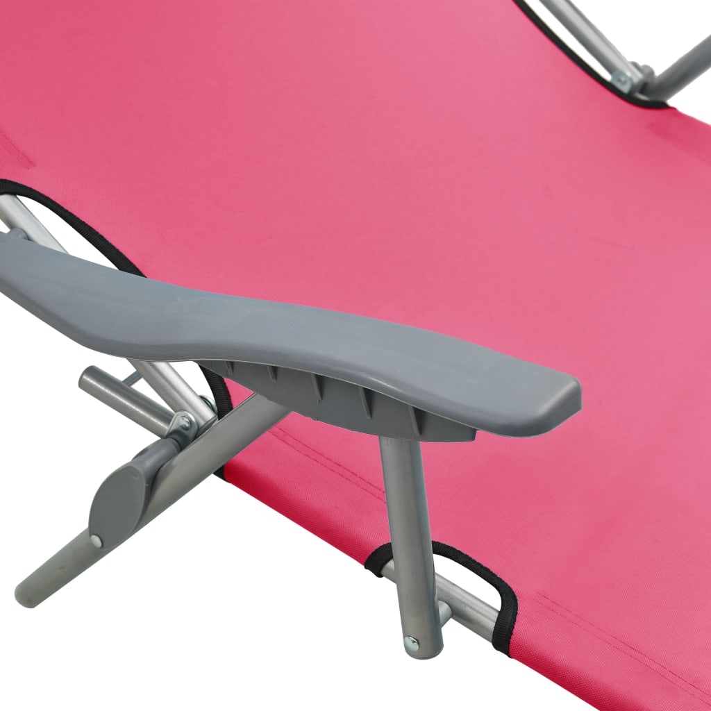 vidaXL Outdoor Sunbed | Pink | Powder-coated steel and fabric | Large