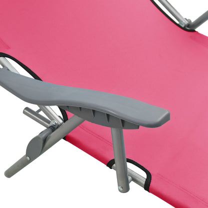 vidaXL Outdoor Sunbed | Pink | Powder-coated steel and fabric | Large