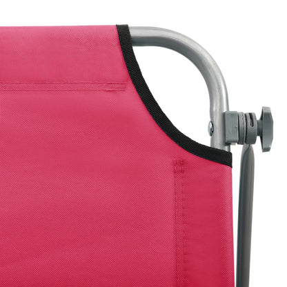 vidaXL Outdoor Sunbed | Pink | Powder-coated steel and fabric | Large