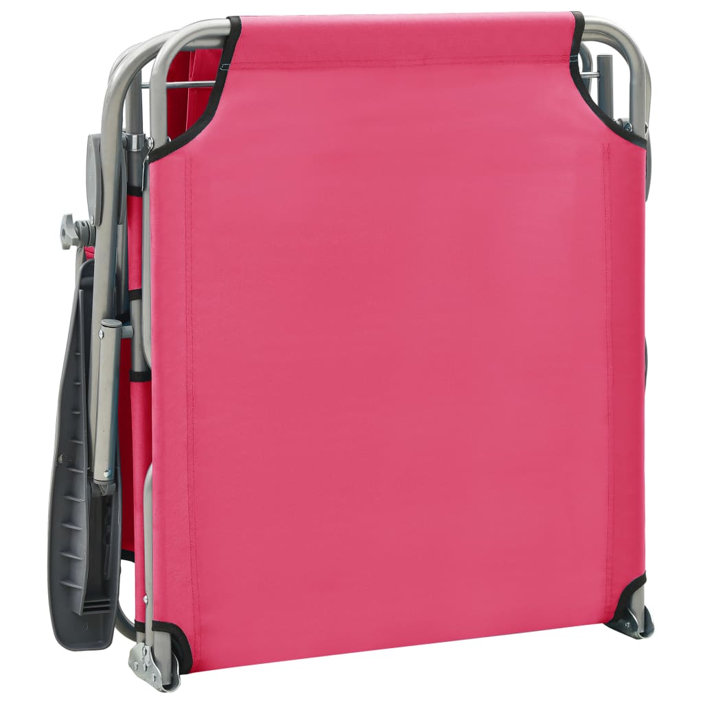 vidaXL Outdoor Sunbed | Pink | Powder-coated steel and fabric | Large