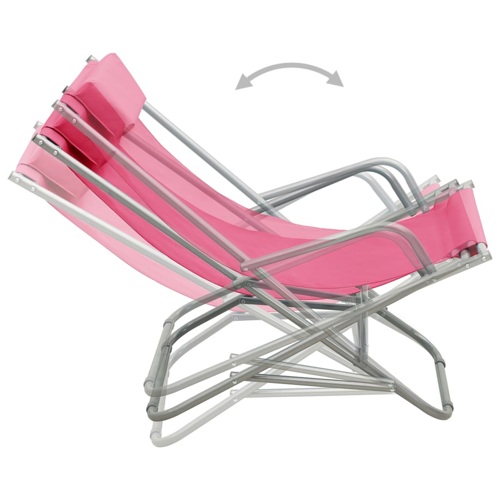 vidaXL Rocking Chair | Set of 2 | Pink | Powder-coated steel | Standard