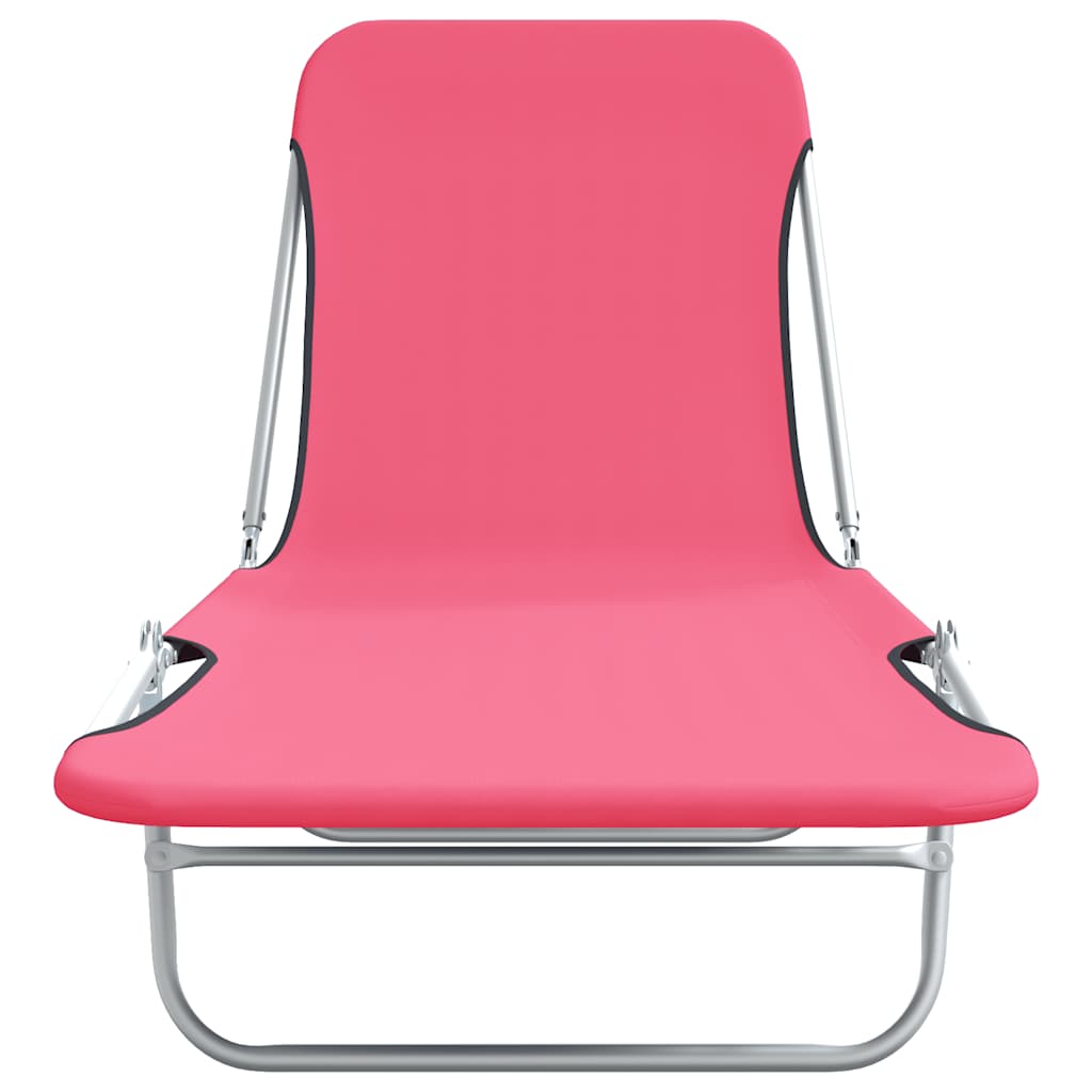 vidaXL Folding Sun Loungers 2 pcs Steel and Fabric Pink