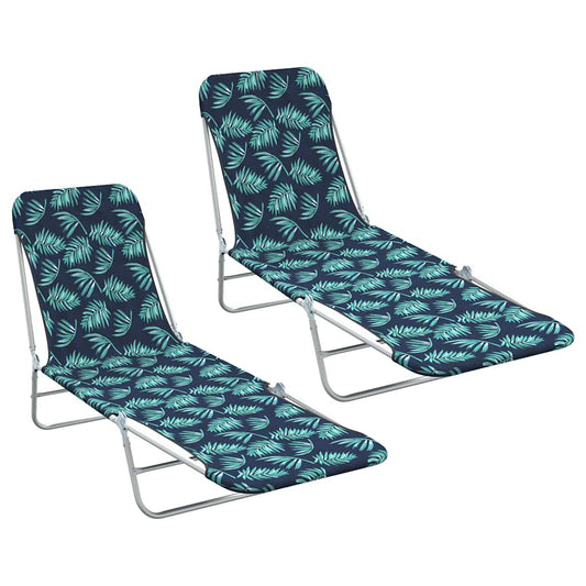 vidaXL Sunlounger | Set of 2 | Leaf Pattern