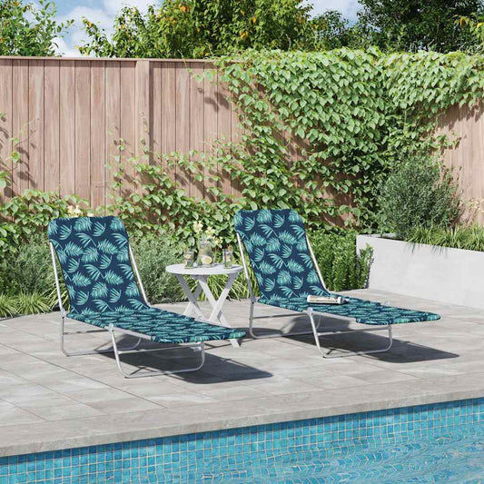vidaXL Sunlounger | Set of 2 | Leaf Pattern