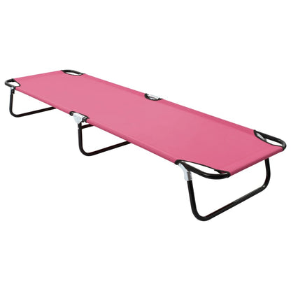 vidaXL Sun Lounger | Pink | Powder-coated steel | Large | Foldable