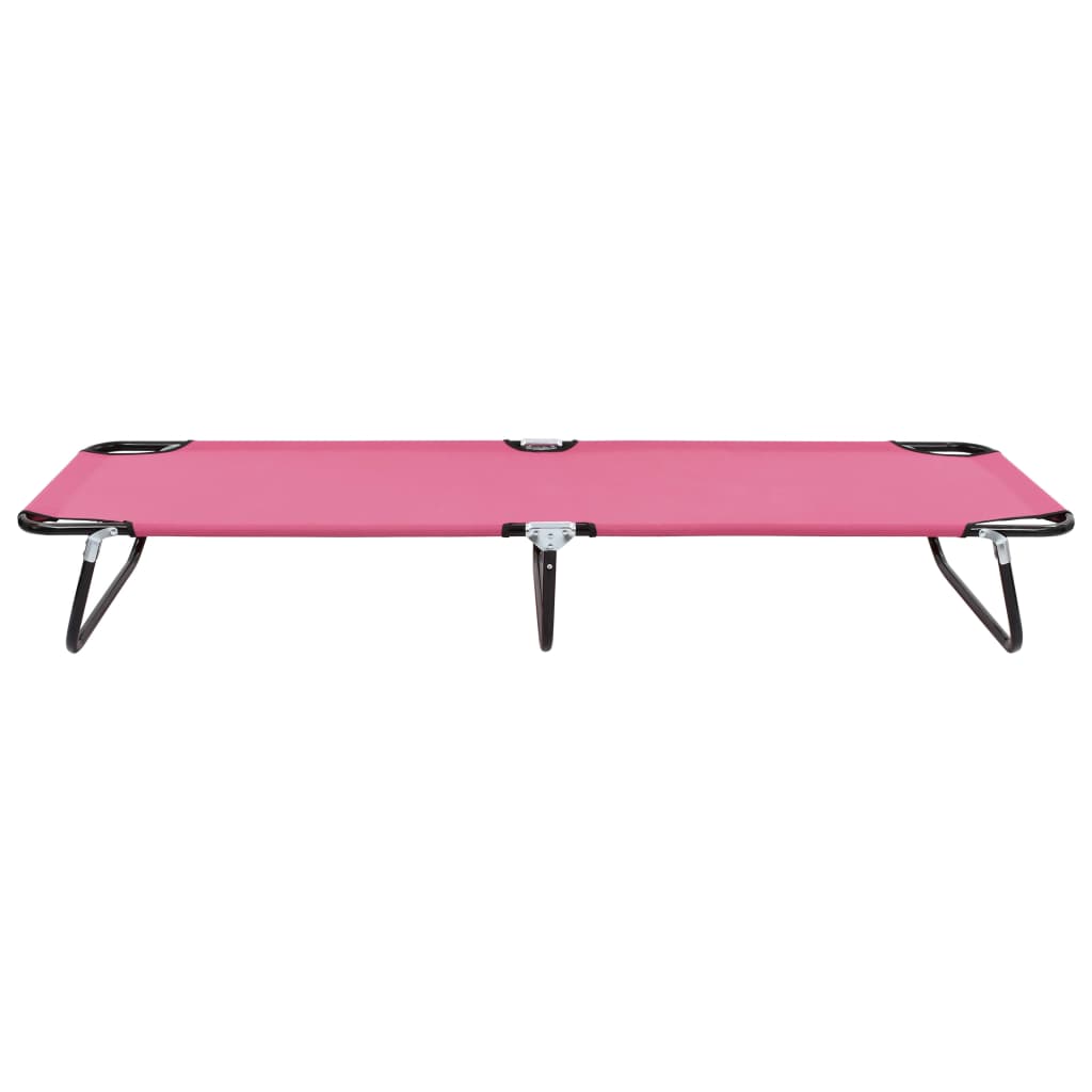 vidaXL Sun Lounger | Pink | Powder-coated steel | Large | Foldable