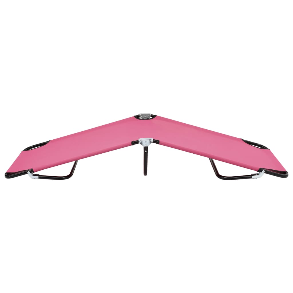vidaXL Sun Lounger | Pink | Powder-coated steel | Large | Foldable