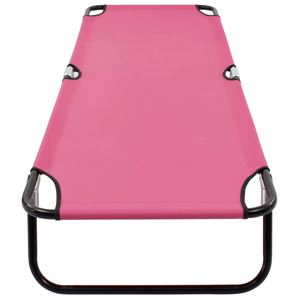 vidaXL Sun Lounger | Pink | Powder-coated steel | Large | Foldable