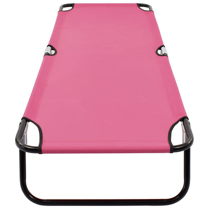 vidaXL Sun Lounger | Pink | Powder-coated steel | Large | Foldable