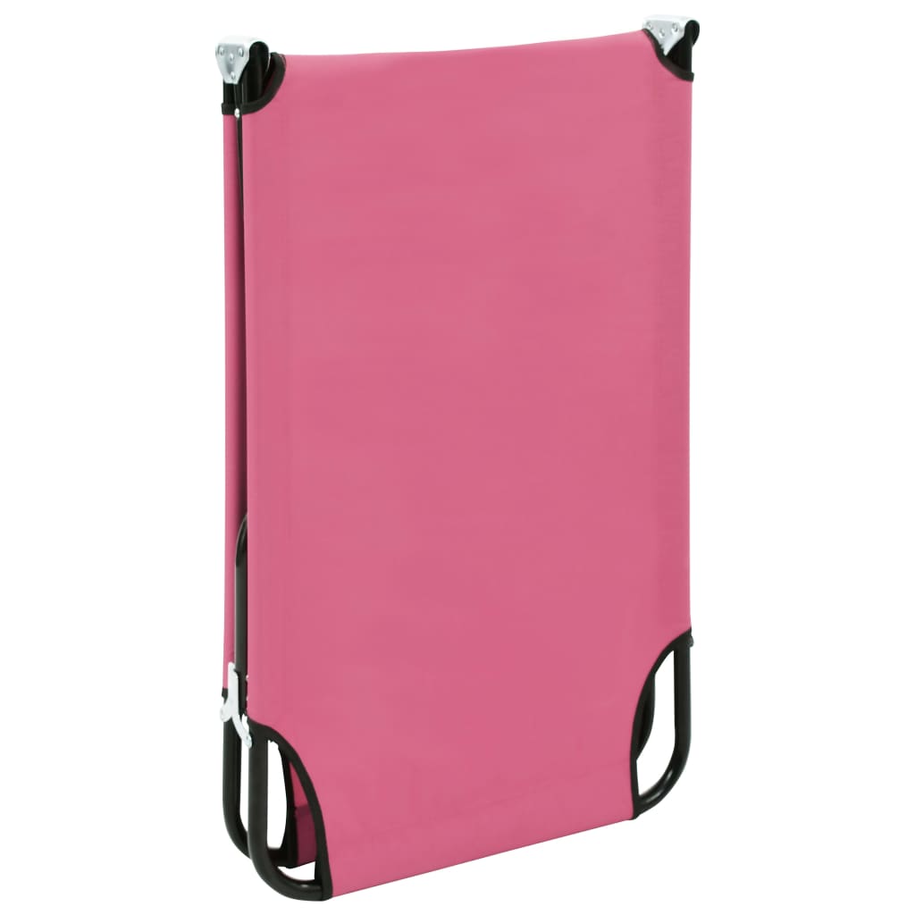 vidaXL Sun Lounger | Pink | Powder-coated steel | Large | Foldable