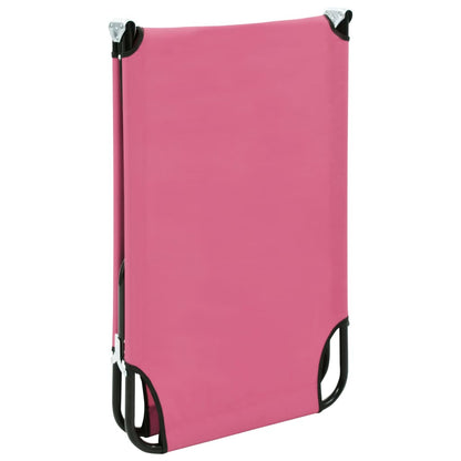 vidaXL Sun Lounger | Pink | Powder-coated steel | Large | Foldable