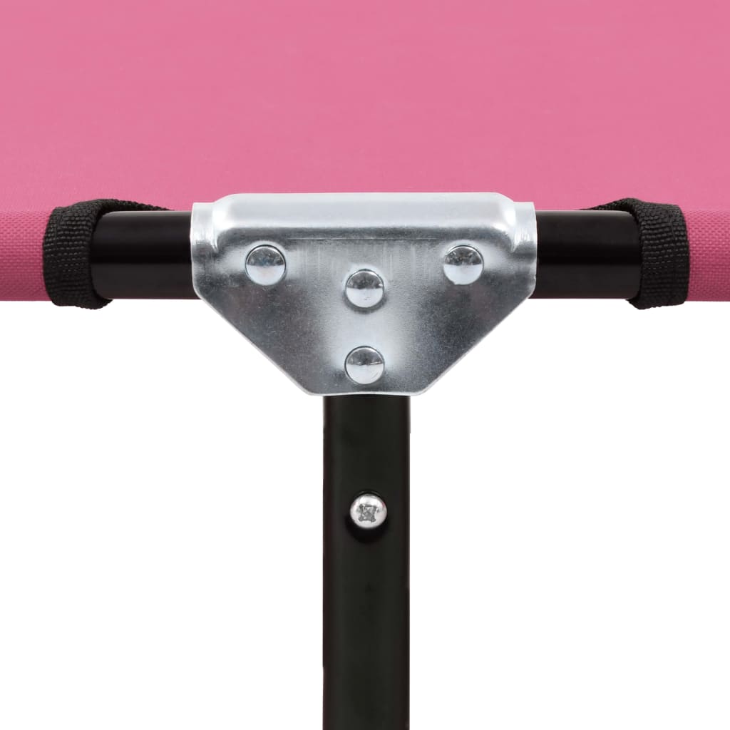 vidaXL Sun Lounger | Pink | Powder-coated steel | Large | Foldable