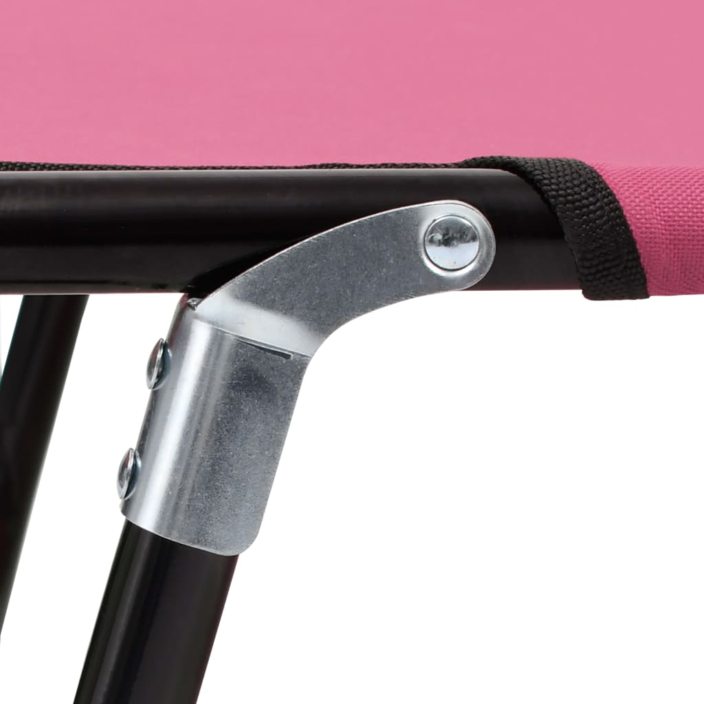 vidaXL Sun Lounger | Pink | Powder-coated steel | Large | Foldable