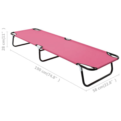 vidaXL Sun Lounger | Pink | Powder-coated steel | Large | Foldable
