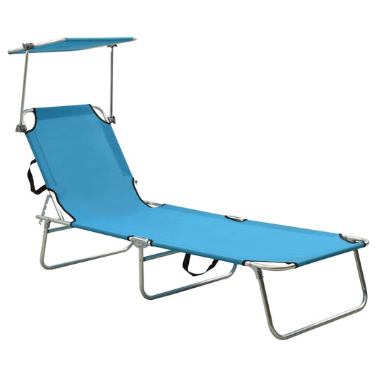 vidaXL Sun Lounger | Blue | Aluminium frame, 600D polyester fabric | Standard