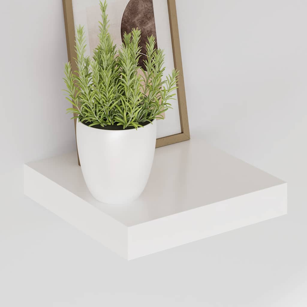 vidaXL Floating Wall Shelves 2 pcs High Gloss White 23x23.5x3.8 cm MDF