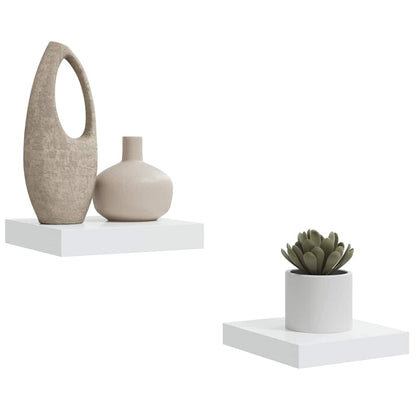 vidaXL Floating Wall Shelves 2 pcs High Gloss White 23x23.5x3.8 cm MDF