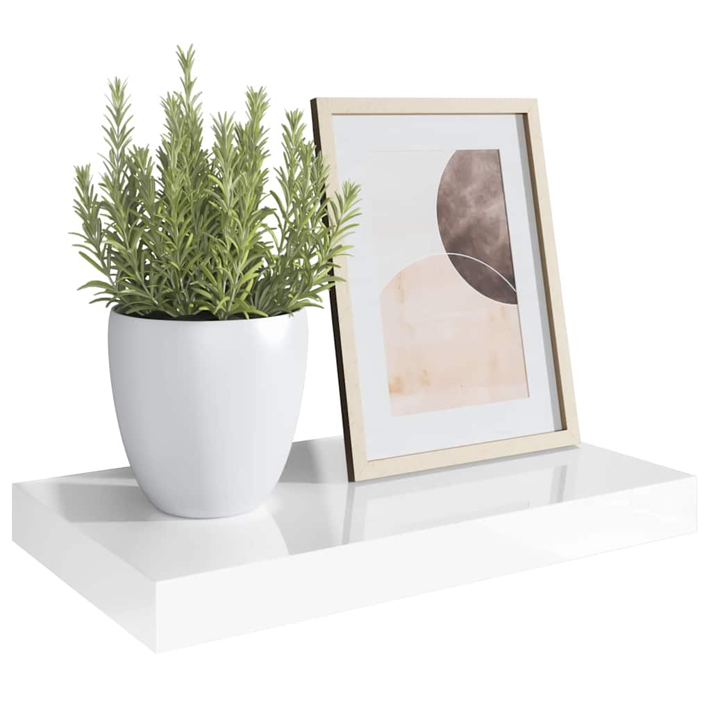 vidaXL Floating Wall Shelf High Gloss White 40x23.5x3.8 cm MDF