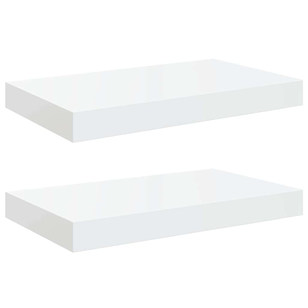 vidaXL Floating Wall Shelves 2 pcs High Gloss White 40x23.5x3.8 cm MDF