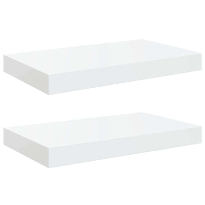 vidaXL Floating Wall Shelves 2 pcs High Gloss White 40x23.5x3.8 cm MDF